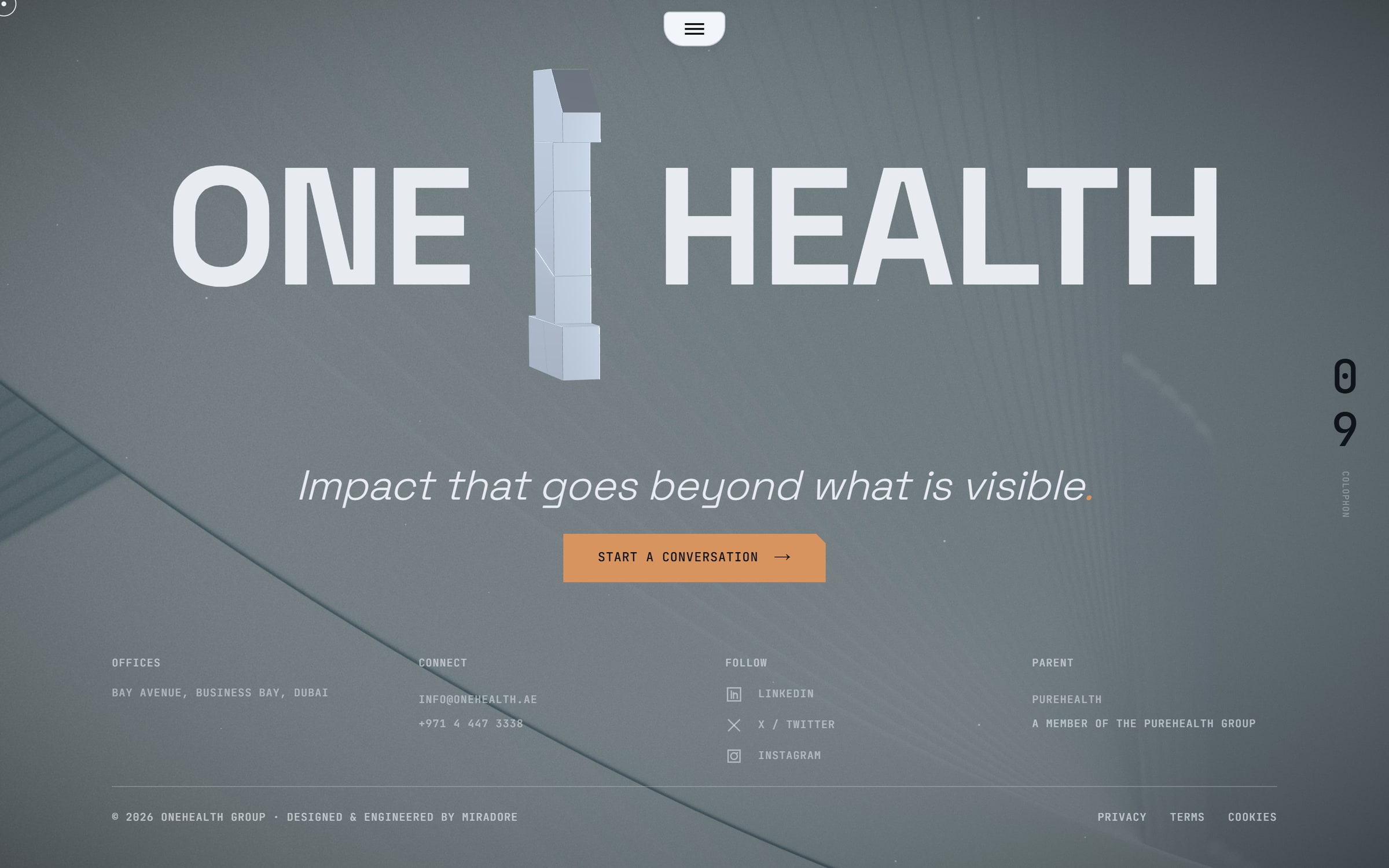 The wordmark ONE HEALTH with the numeral as the bar between the two words